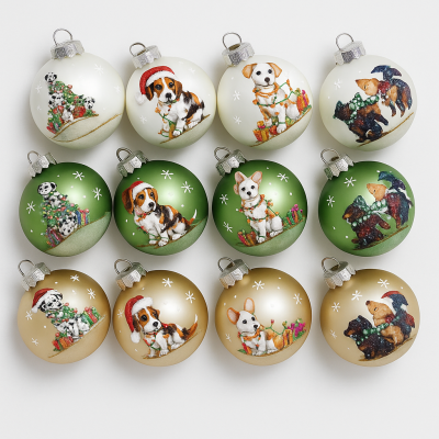LIANOS Γυάλινες Χριστουγεννιάτικες Μπάλες Σέτ 12τεμαχίων , 12 Σχέδια 8cm 26207 