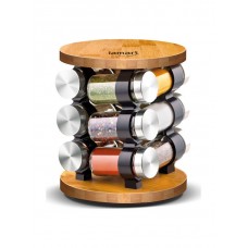 Lamart Sapor Spice Θήκες Μπαχαρικών Γυάλινες σε Περιστρεφόμενη Βάση Καφέ 12τμχ