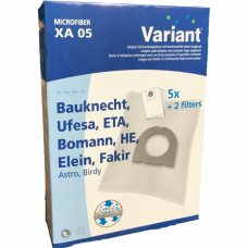 Unibags  Variant XA05 Σακούλες Σκούπας 5τμχ ( ETA, UFESA BOMANN, HE, ELEIN , FAKIR , BAUKNECHT)