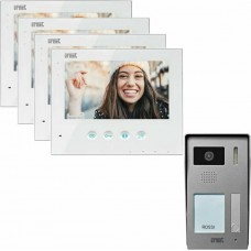 ΚΙΤ θυροτηλεόρασης Urmet 2 καλωδίων για 4 διαμερίσματα με οθόνη LCD 7'' και πλήκτρα αφής | 1730/4Family