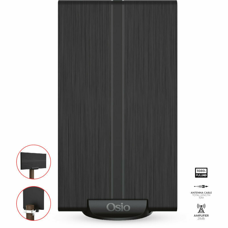 Osio OTA-3035 Εσωτερική / Εξωτερική Κεραία Τηλεόρασης 4K με Ενισχυτή 28 dB και USB – Μαύρη 5205082143538