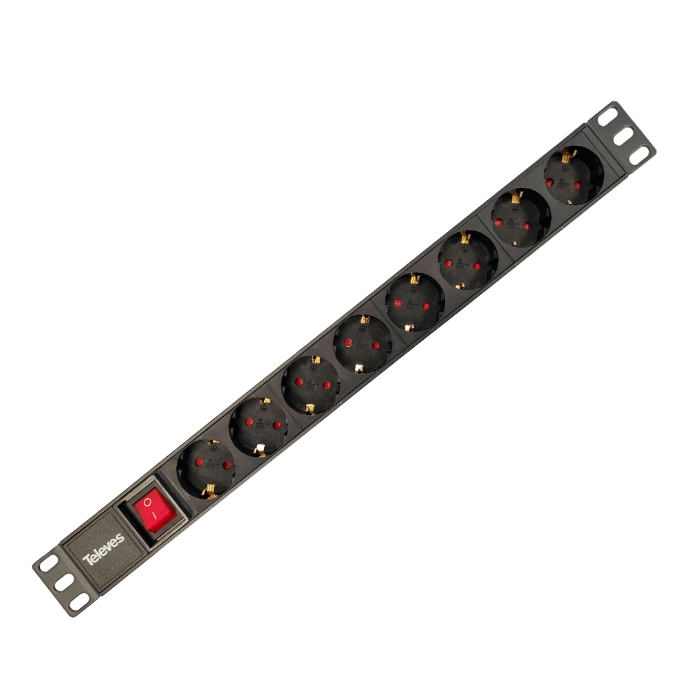 TELEVES 533001 – PDU Πολύπριζο Rack 19" 1U με 8 πρίζες Schuko.