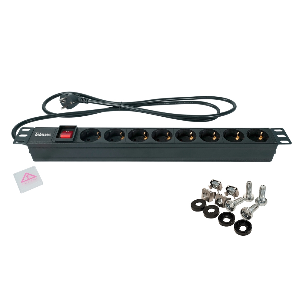 TELEVES 533001 – PDU Πολύπριζο Rack 19" 1U με 8 πρίζες Schuko. - μικρογραφία 2