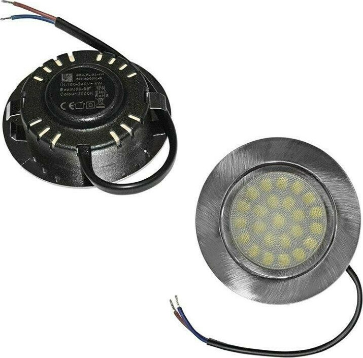 Adeleq Στρογγυλό Πλαστικό Χωνευτό Σποτ με Ενσωματωμένο LED και Φυσικό Λευκό Φως SMD 4W Ασημί 7x7εκ. 1τμχ 21-41066 - second view