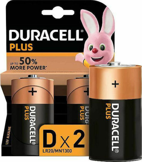 Duracell Plus Power Αλκαλικές Μπαταρίες D, LR20 1.5V 2τμχ 5000394141988