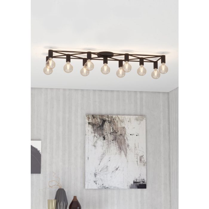 Eglo Speke 43722 Μοντέρνα Μεταλλική Πλαφονιέρα Οροφής με Ντουί E27 σε Μαύρο χρώμα 156cm