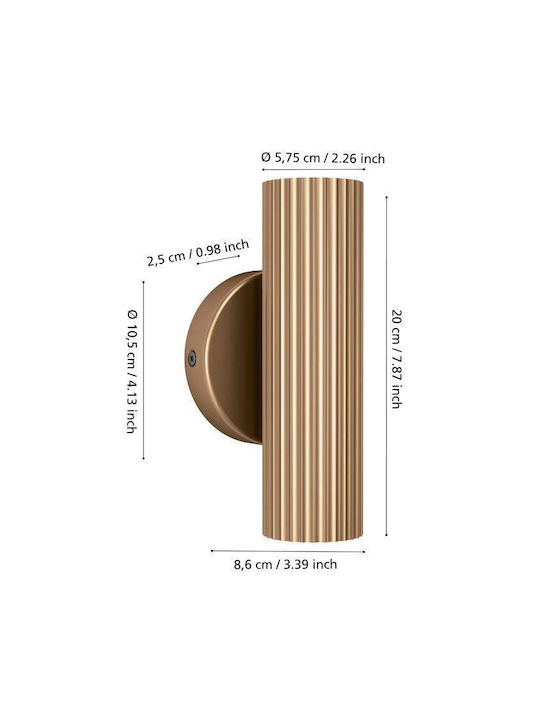 EGLO ΦΩΤΙΣΤΙΚΟ ΕΠΙΤΟΙΧΟ PORTILLO 2xGU10 10.5x8.5x20cm Ν. 902034 - second view