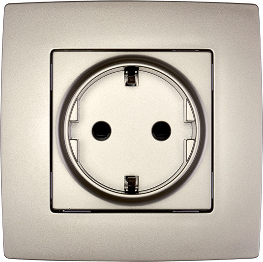 Elmark City Μονή Χωνευτή Πρίζα Ρεύματος Champagne Metallic 190212