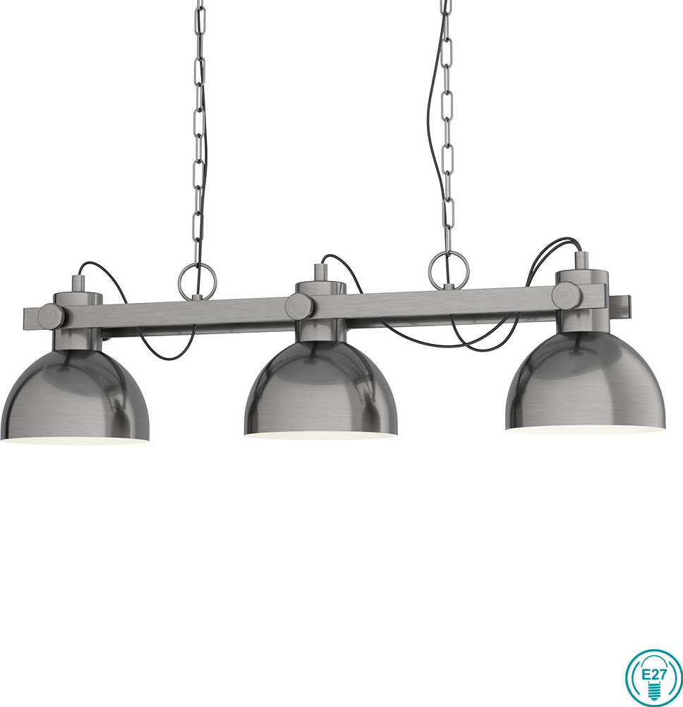 Eglo Lubenham Κρεμαστό Φωτιστικό Μοντέρνο Τρίφωτο Ασημί 43168