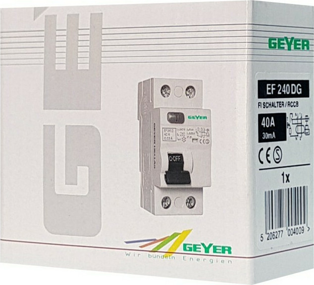Geyer Ρελέ Ράγας Διαρροής 2P 40A 6kA 30mA EF240DG - second view