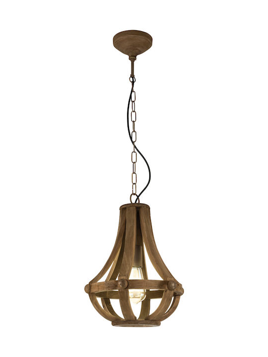 Eglo Kinross Μοντέρνο Κρεμαστό Φωτιστικό Μονόφωτο με Ντουί E27 σε Καφέ Χρώμα Κωδικός: 49724