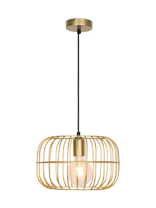 Viokef Zenith Μοντέρνο Κρεμαστό Φωτιστικό Μονόφωτο Πλέγμα με Ντουί E27 σε Χρυσό Χρώμα 4211301