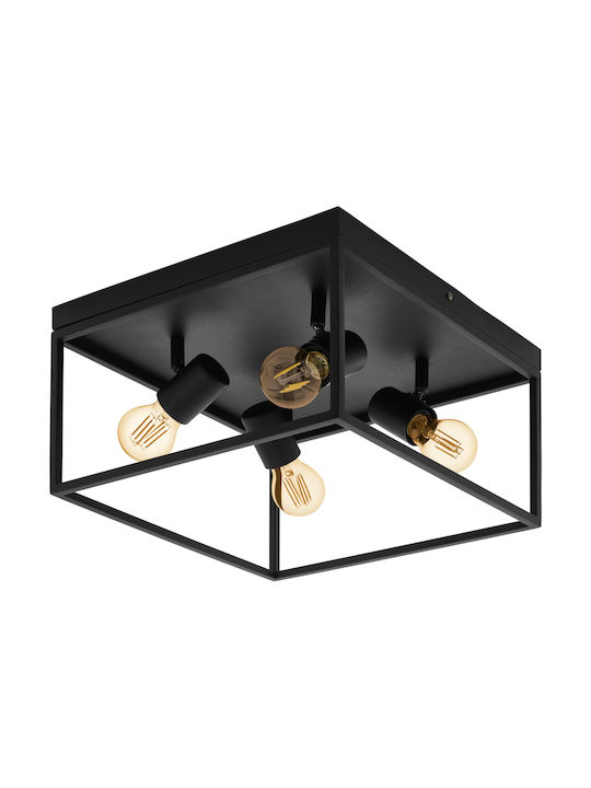 Eglo Silentina Μοντέρνα Μεταλλική Πλαφονιέρα Οροφής με Ντουί E27 σε Μαύρο χρώμα 36cm Κωδικός: 98334