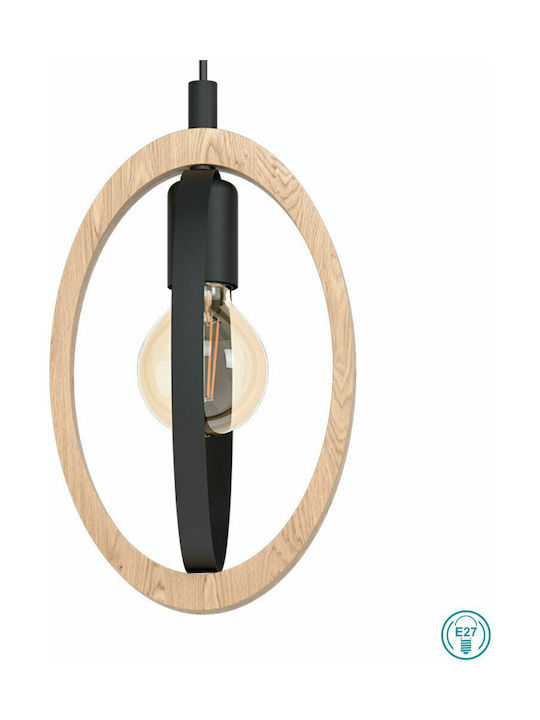 Eglo Basildon Μοντέρνο Κρεμαστό Φωτιστικό Τρίφωτο Ράγα με Ντουί E27 σε Μαύρο Χρώμα 43462 - second view