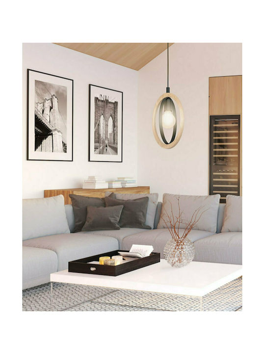 Eglo Basildon Μοντέρνο Κρεμαστό Φωτιστικό Μονόφωτο με Ντουί E27 σε Μπεζ Χρώμα 43461 - second view