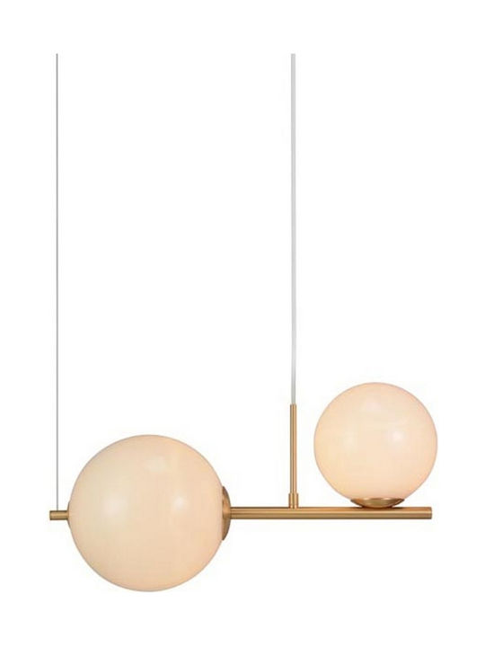 Zambelis Lights Μοντέρνο Κρεμαστό Φωτιστικό Δίφωτο με Ντουί E27 σε Χρυσό Χρώμα 1997