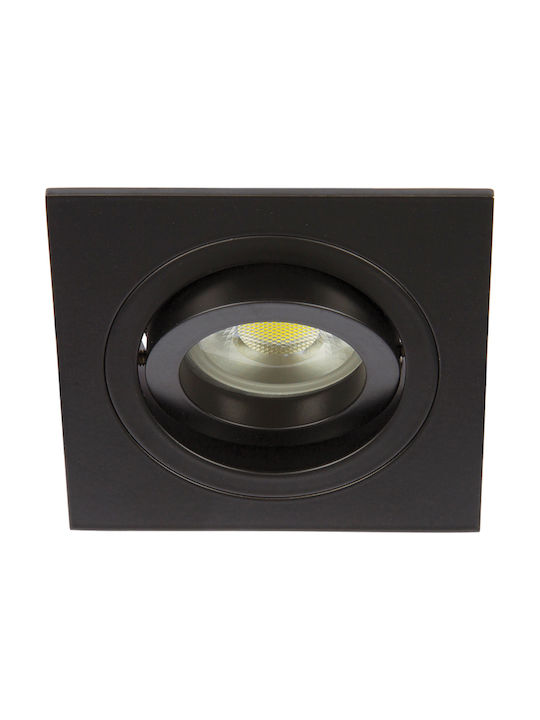 VK Lighting VK/03014G/B Τετράγωνο Μεταλλικό Χωνευτό Σποτ με Ντουί GU10 Κινούμενο σε Μαύρο χρώμα 9.3x9.3cm 64173-059121