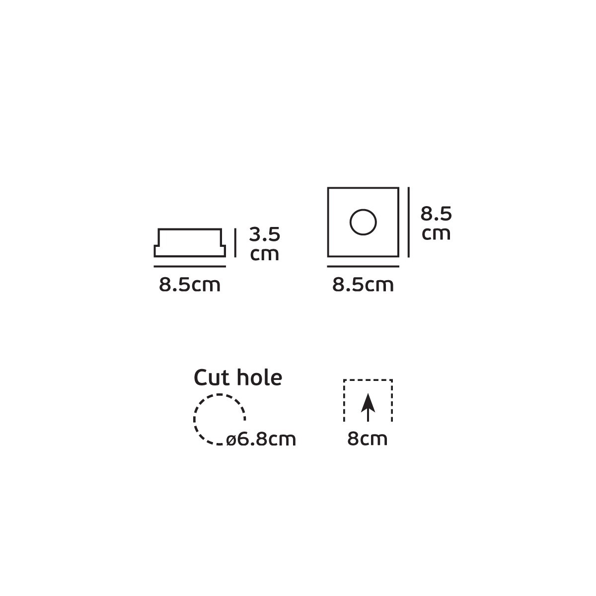 Σποτ τετράγωνο, σταθερό, MR16, 12V, GU5.3, Max 35W, IP65, 8.5x8.5x3.5cm, μαύρο VK/03197/B  - second view