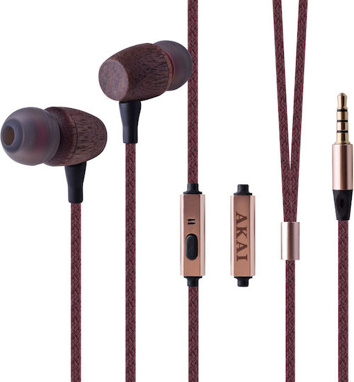 Akai BTE-W200F In-ear Handsfree Ακουστικά με Βύσμα 3.5mm Καφέ - Κύρια εικόνα