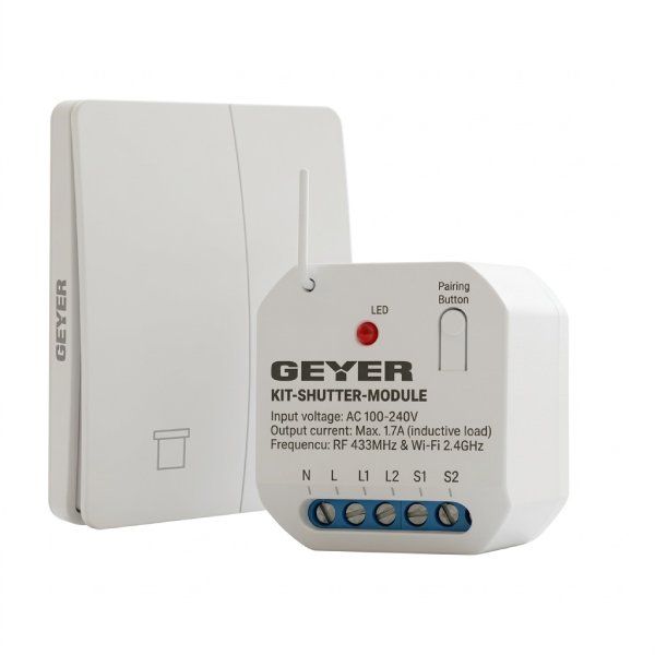 GEYER Kit ελέγχου ρολού με ασύρματο διακόπτη, Wi-Fi &amp; RF KIT-SHUTTER 