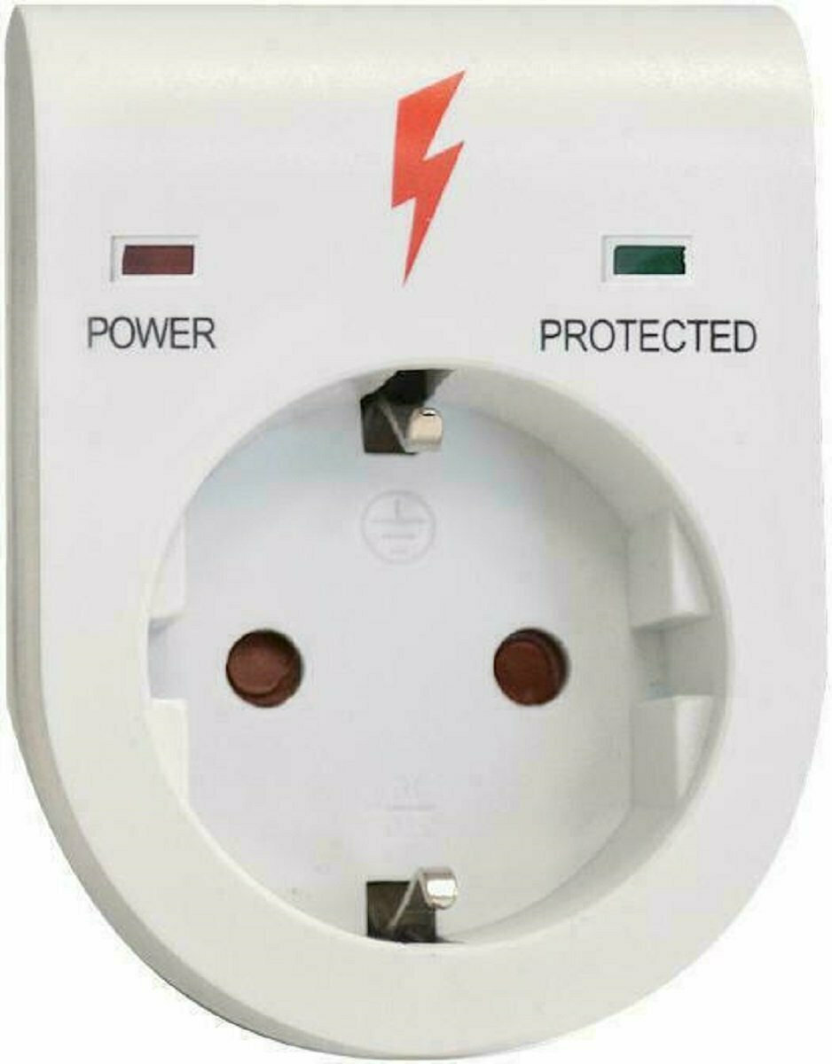 Geyer Πρίζα σούκο με προστασία υπέρτασης λευκή PA-GE3A-01SDW