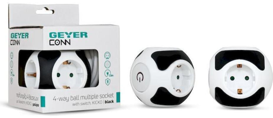 Geyer PowerCube 4 Θέσεων με Διακόπτη και Καλώδιο 1.5m ΣΕ ΣΧΗΜΑ ΜΠΑΛΑΣ 201545