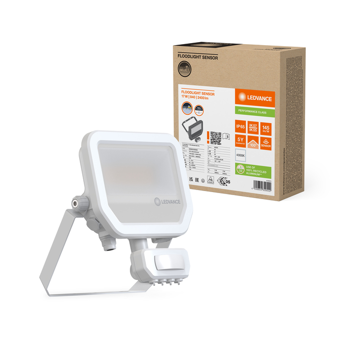 LED προβολέας LEDVANCE FL GEN4 IP66 11/17W 4000K 1600/2400lm με αισθητήρα κίνησης Λευκός 4099854309502