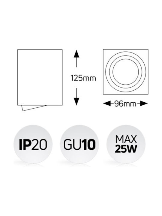 Geyer Μονό Σποτ με Ντουί GU10 σε Λευκό Χρώμα SPR96125W - second view