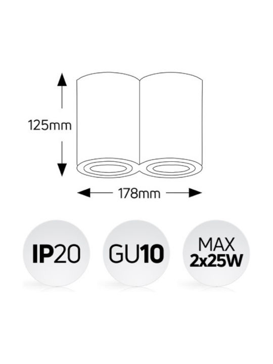 Geyer Διπλό Σποτ με Ντουί GU10 σε Μαύρο Χρώμα SPR96125DB - second view