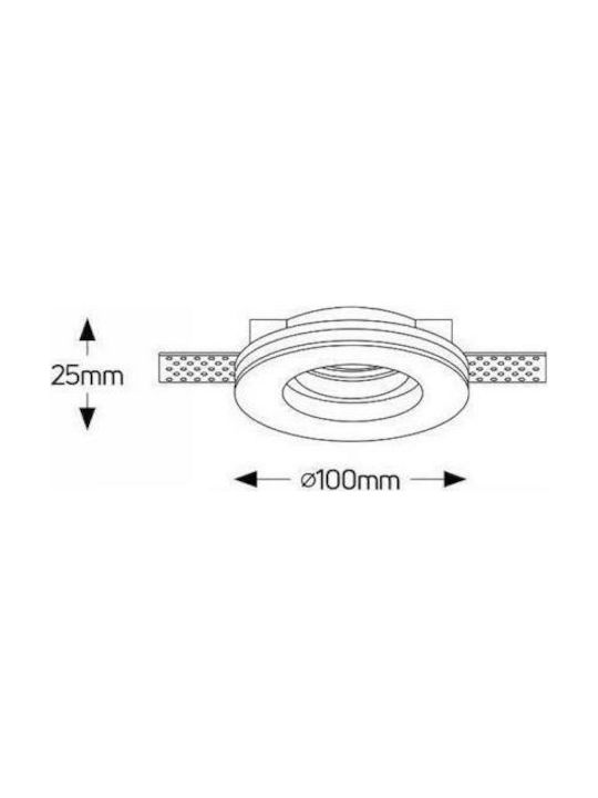 Geyer Στρογγυλό Γύψινο Χωνευτό Σποτ με Ντουί GU10 Λευκό 10x10εκ. 1τμχ FGC100R - second view