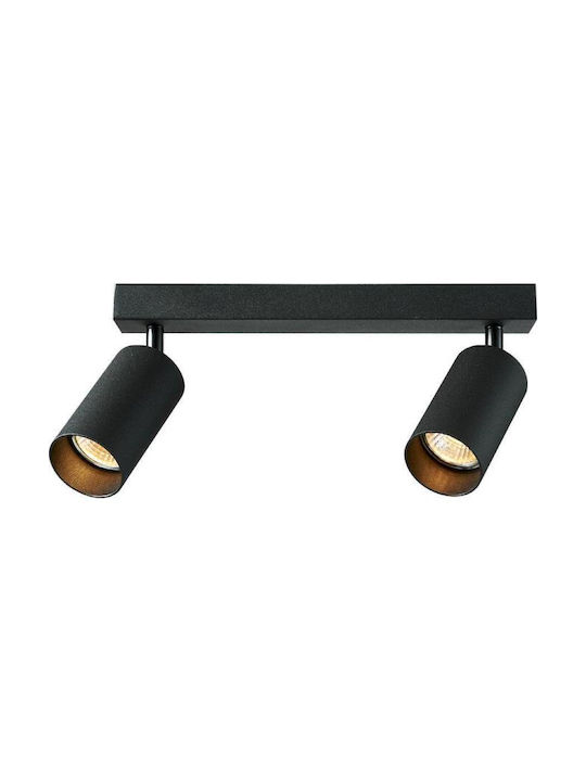 Geyer Διπλό Σποτ με Ντουί GU10 σε Μαύρο Χρώμα 178946