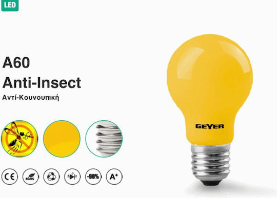 GEYER Λάμπα LED A60 E27 Αντι-Κουνουπική ΚΙΤΡΙΝΗ 5W LGLYE275  