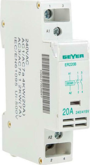Geyer Ρελέ Ράγας Ισχύος 20A Μονοπολικό με Τάση 230V ER220B