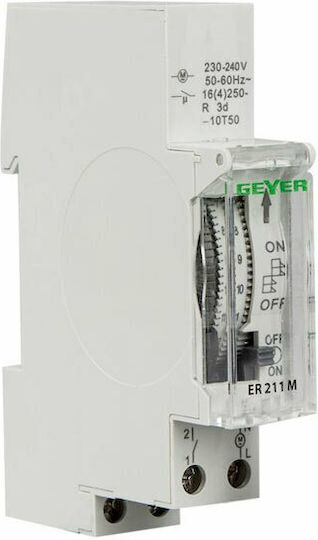 Geyer Αναλογικός Χρονοδιακόπτης Ράγας Ημερήσιος με Εφεδρεία 72 Ώρες ER211M