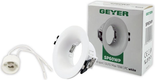GEYER Στρογγυλό Χωνευτό Spot GU10 Λευκό Ø86x40mm SP60WP
