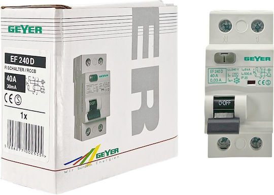 Geyer Ρελέ Ράγας Διαρροής 40A Διπολικό EF240D - second view