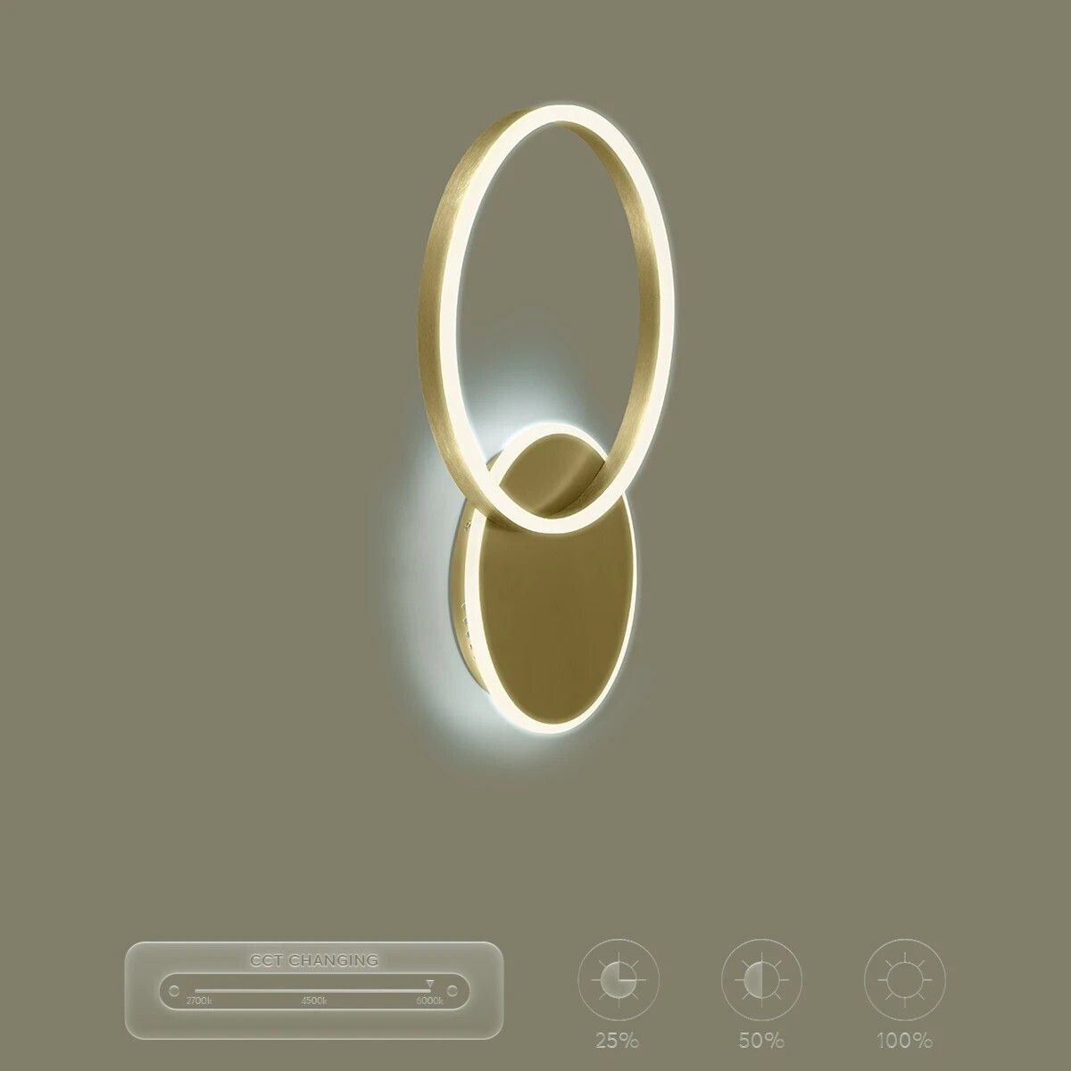 kelvo® VENOM Φωτιστικό Οροφής LED 45W 4500lm 360° AC 220-240V IP20 Ρυθμιζόμενο Λευκό CCT με Χειριστήριο από 2700K έως 6000K Dimmable - Lumileds SMD Chip - Χρυσό Πλατίνα - Μ60 x Π40 x Υ7.5cm - 3 Χρόνια Εγγύηση KLV-101-0183 - second view