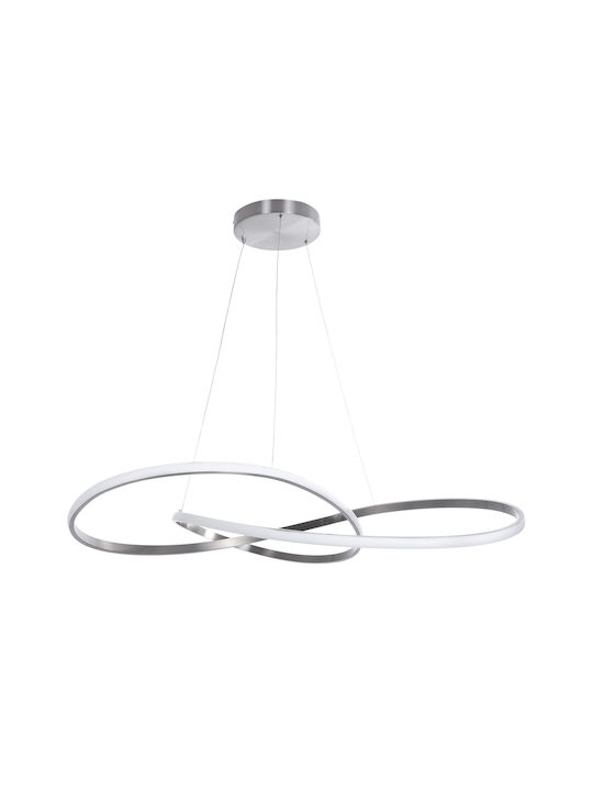 GloboStar Dexter Κρεμαστό Φωτιστικό Ασημί LED με Ρυθμιζόμενο Λευκό Φως Πλέγμα 103x103x30εκ. 60919