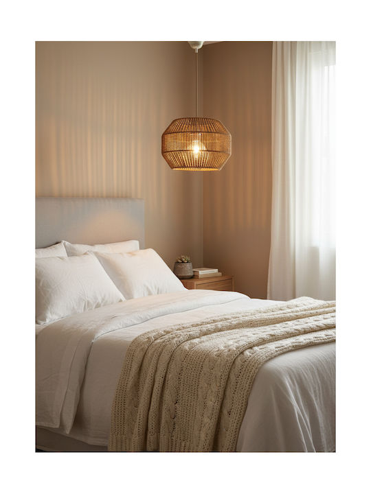 Inlight Κρεμαστό Φωτιστικό Καφέ με Σχοινί για Ντουί E27 35x35εκ. 4503