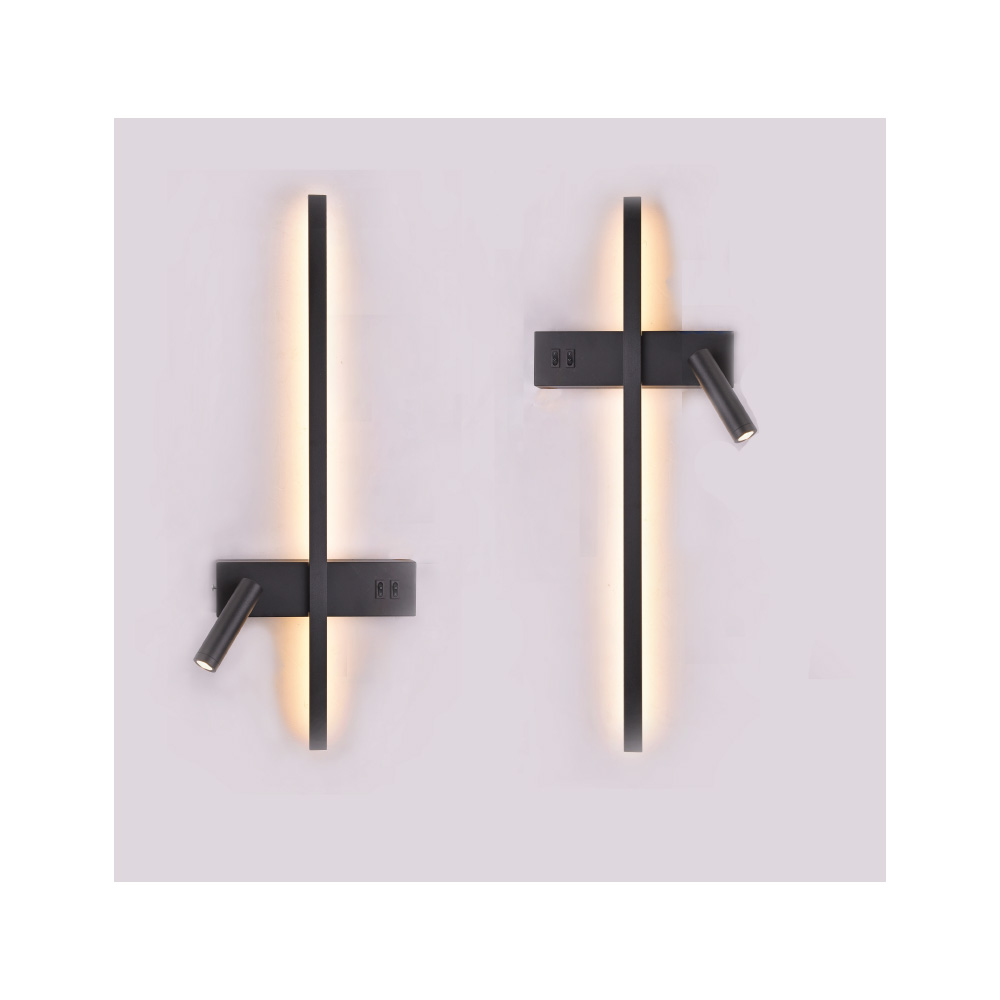 Επιτοίχιο φωτιστικό LED 10W &amp; 3W 3CCT από μαύρο μέταλλο 43047-BL - second view