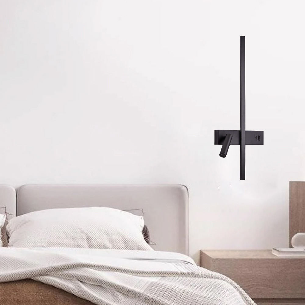 Επιτοίχιο φωτιστικό LED 10W &amp; 3W 3CCT από μαύρο μέταλλο 43047-BL