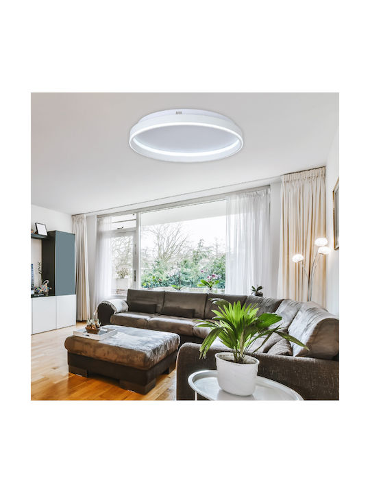 InLight Πλαφονιέρα οροφής LED 65W 3CCT από λευκό μέταλλο και ακρυλικό D:50cm (42032-White)