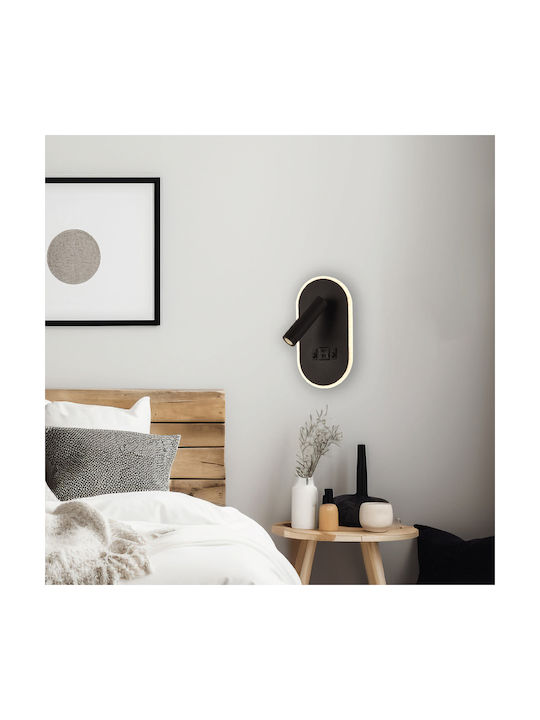 InLight Επιτοίχιο φωτιστικό LED 3W 3000K από μαύρο μέταλλο (43041-BL)