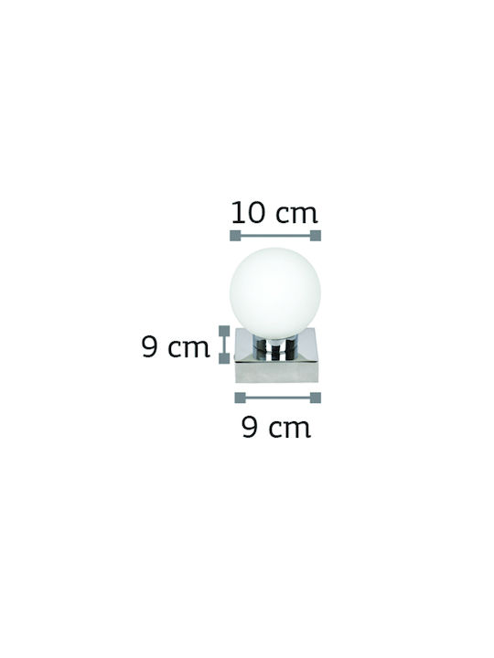 InLight Επιτοίχιο φωτιστικό από χρώμιο μέταλλο και λευκή οπαλίνα 1XG9 D:9cm (43420-1) - second view