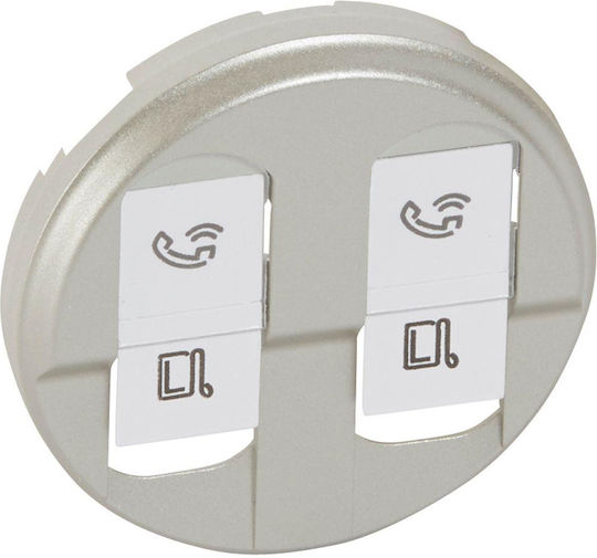 Legrand Celiane Μετώπη Πρίζας Δικτύου-Τηλεφώνου Διπλής Πρίζας RJ45 Τιτάνιο σε Ασημί Χρώμα 068552