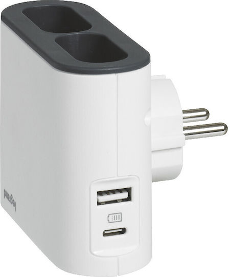 Legrand Πολύπριζο 2 Θέσεων με USB-A & USB-C και Βάση Smartphone 049401