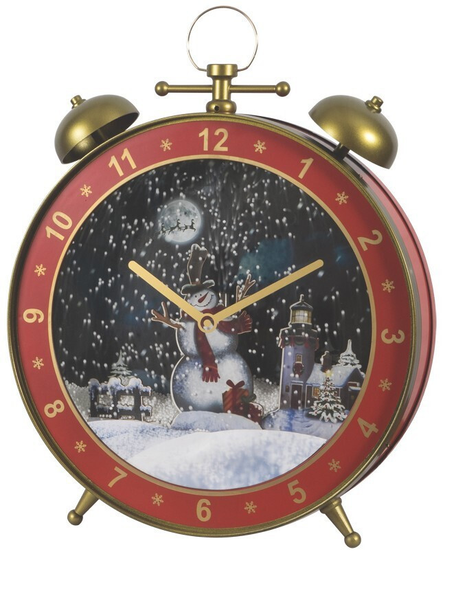 LIANOS Χριστουγεννιάτικο Διακοσμητικό Ρολόι Με Φώς , Μουσική Και Χιόνι Με Μετασχηματιστή  ip20 , 48,2 x 62 x 11cm(26182)