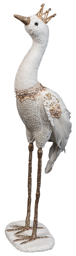 LIANOS Χριστουγεννιάτικη Διακοσμητική Φιγούρα Στρουθοκάμηλος 16x13x58cm White-Gold 23739  