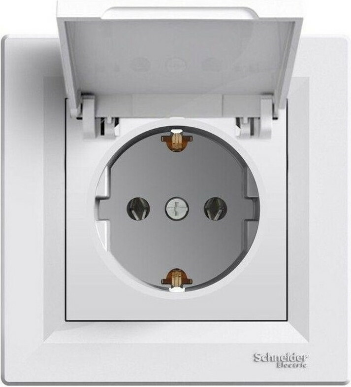 Πρίζα σούκο με καπάκι Λευκή Asfora EPH3100121-Schneider EPH3100121