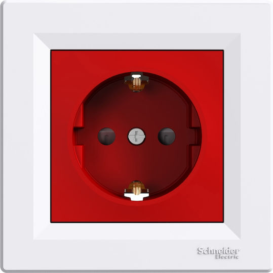 Asfora πρίζα σούκο ασφαλείας (2Π+Γ) Κόκκινη EPH2900521